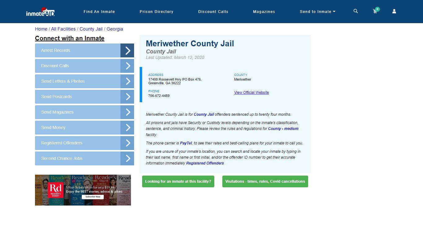 Meriwether County Jail - Inmate Locator - Greenville, GA